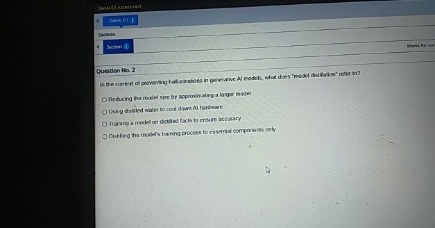 Sections Sectseni Marks for cor Question Na . 2