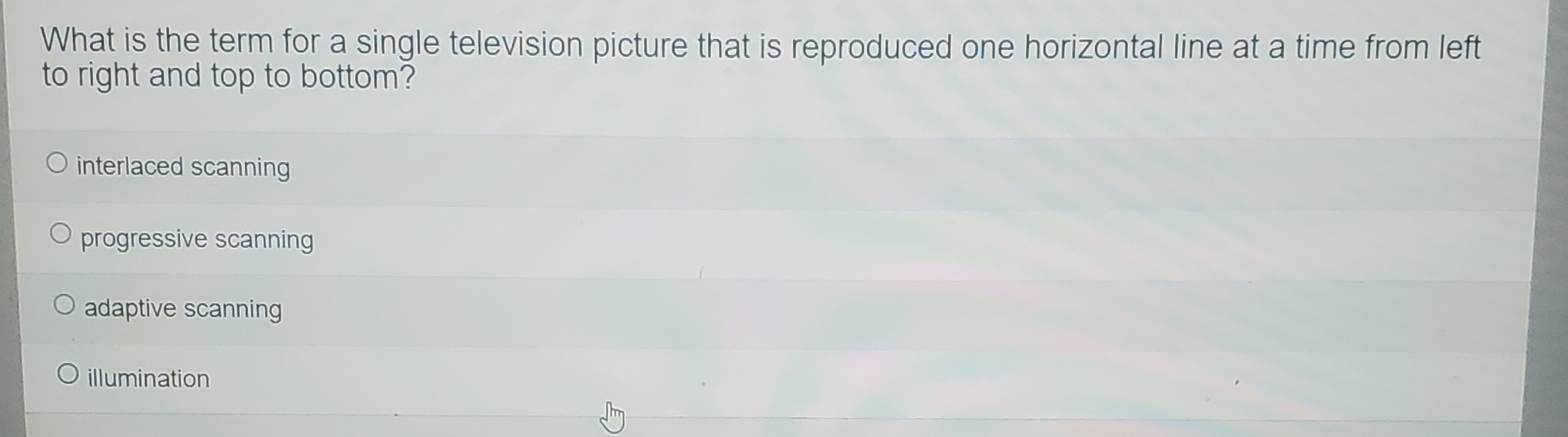 What is the term for a single television picture