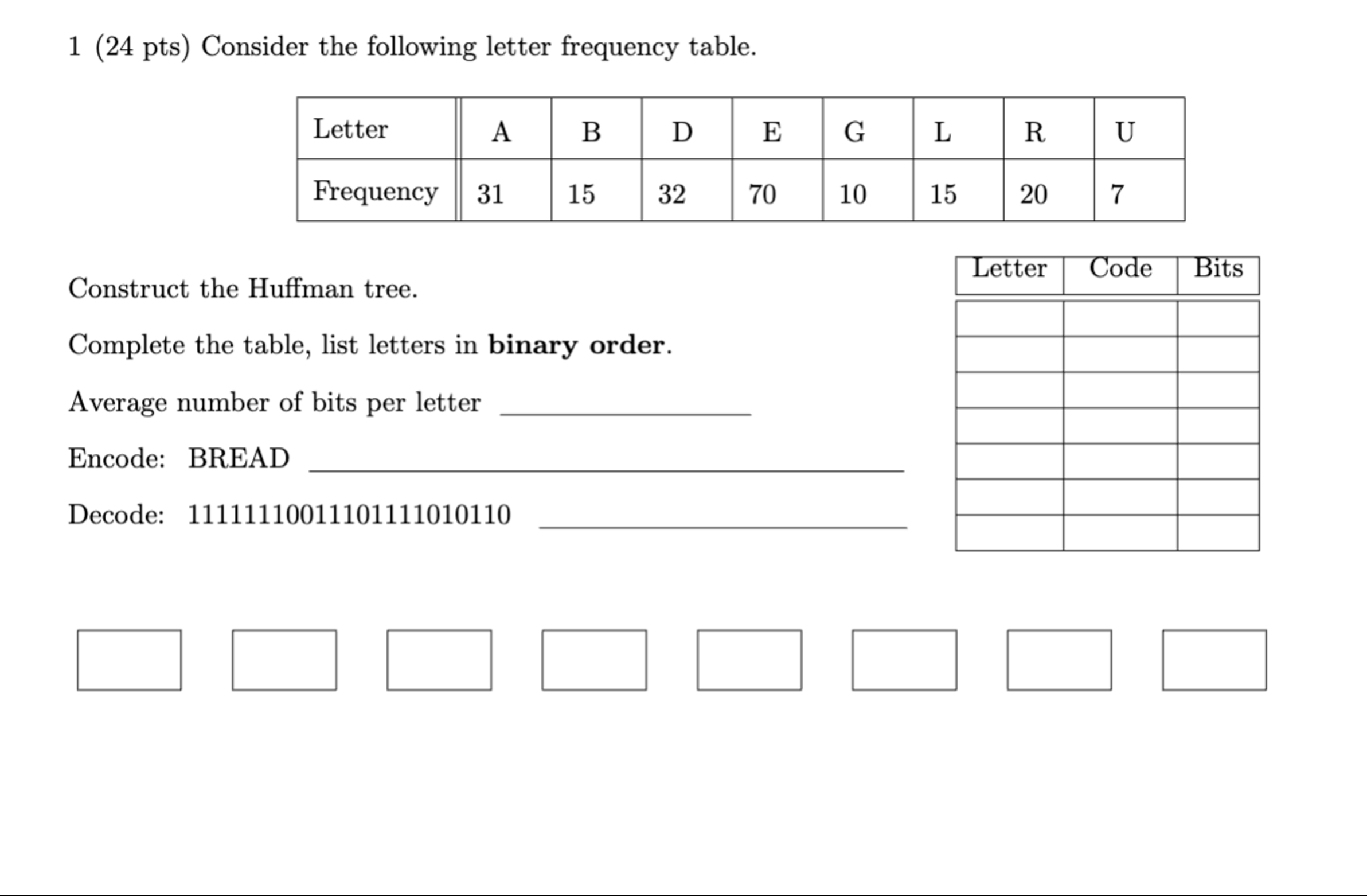 1 ( 2 4 pts ) Consider the following letter