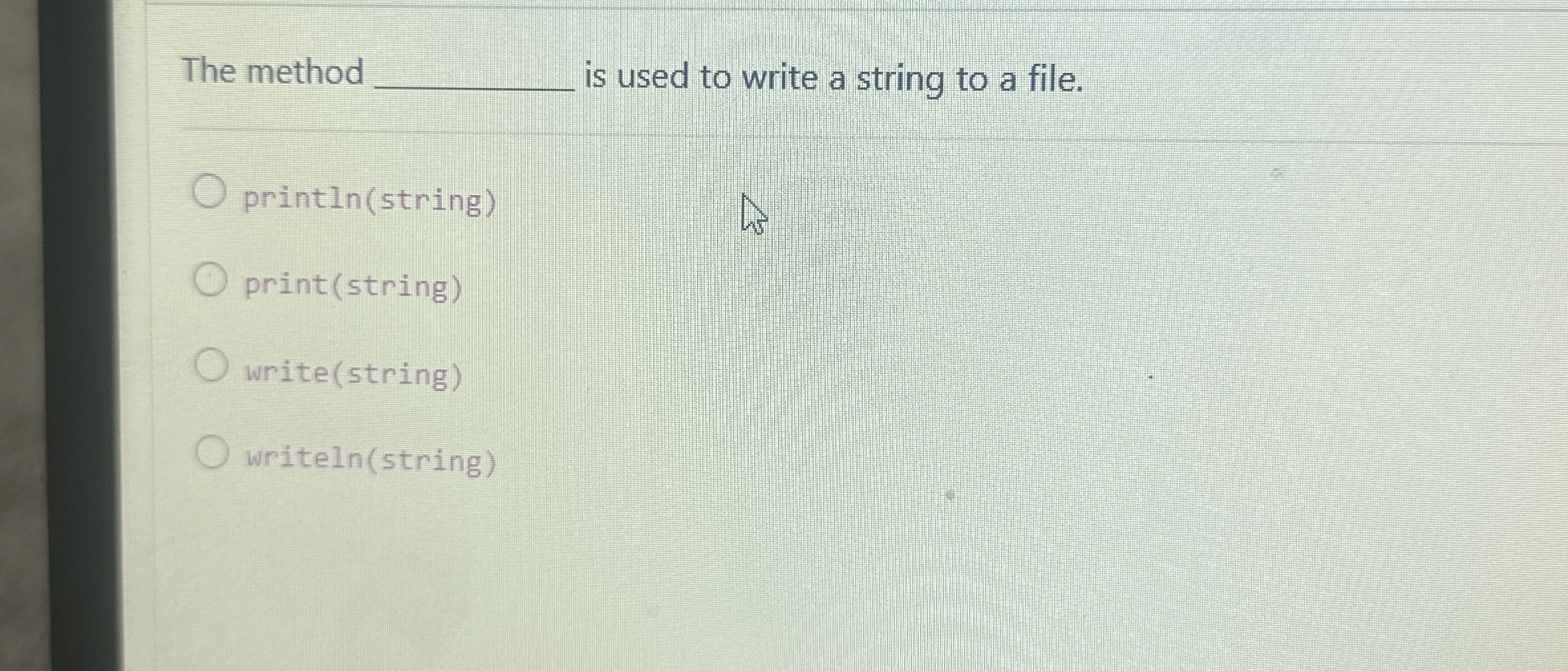 The method is used to write a string to a file.