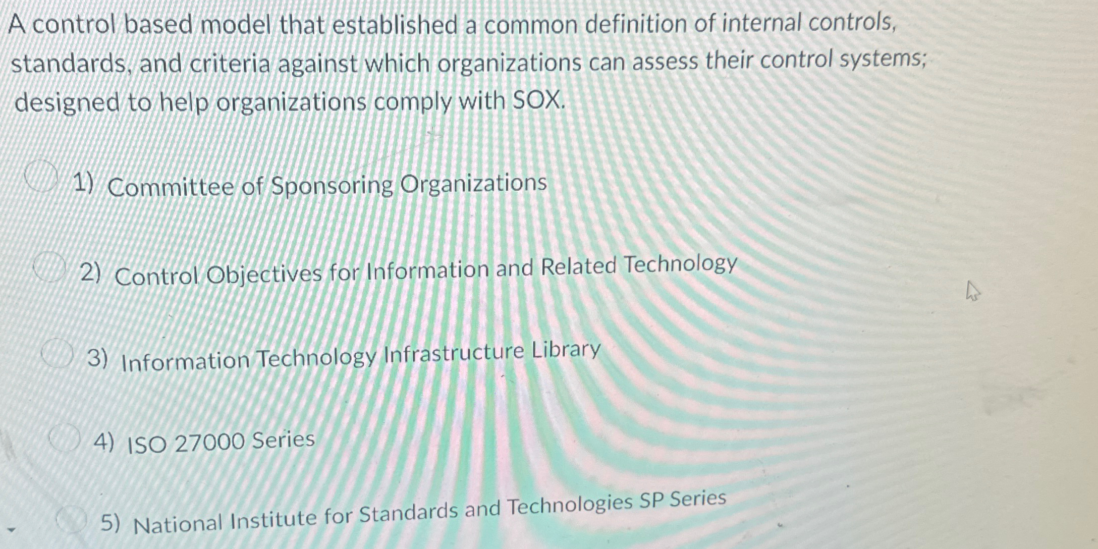 A control based model that established a common