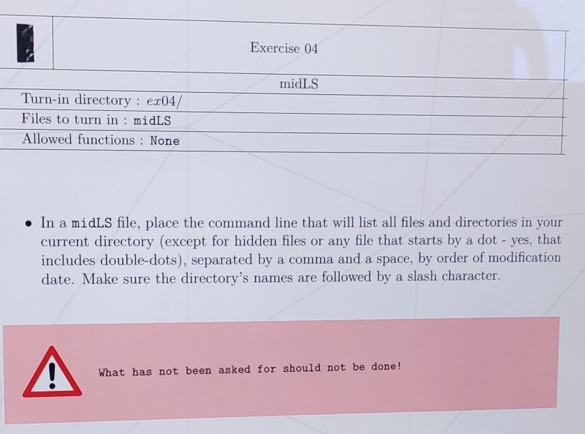 Exercise 0 4 midLS Turn - in directory : ex 0 4 /
