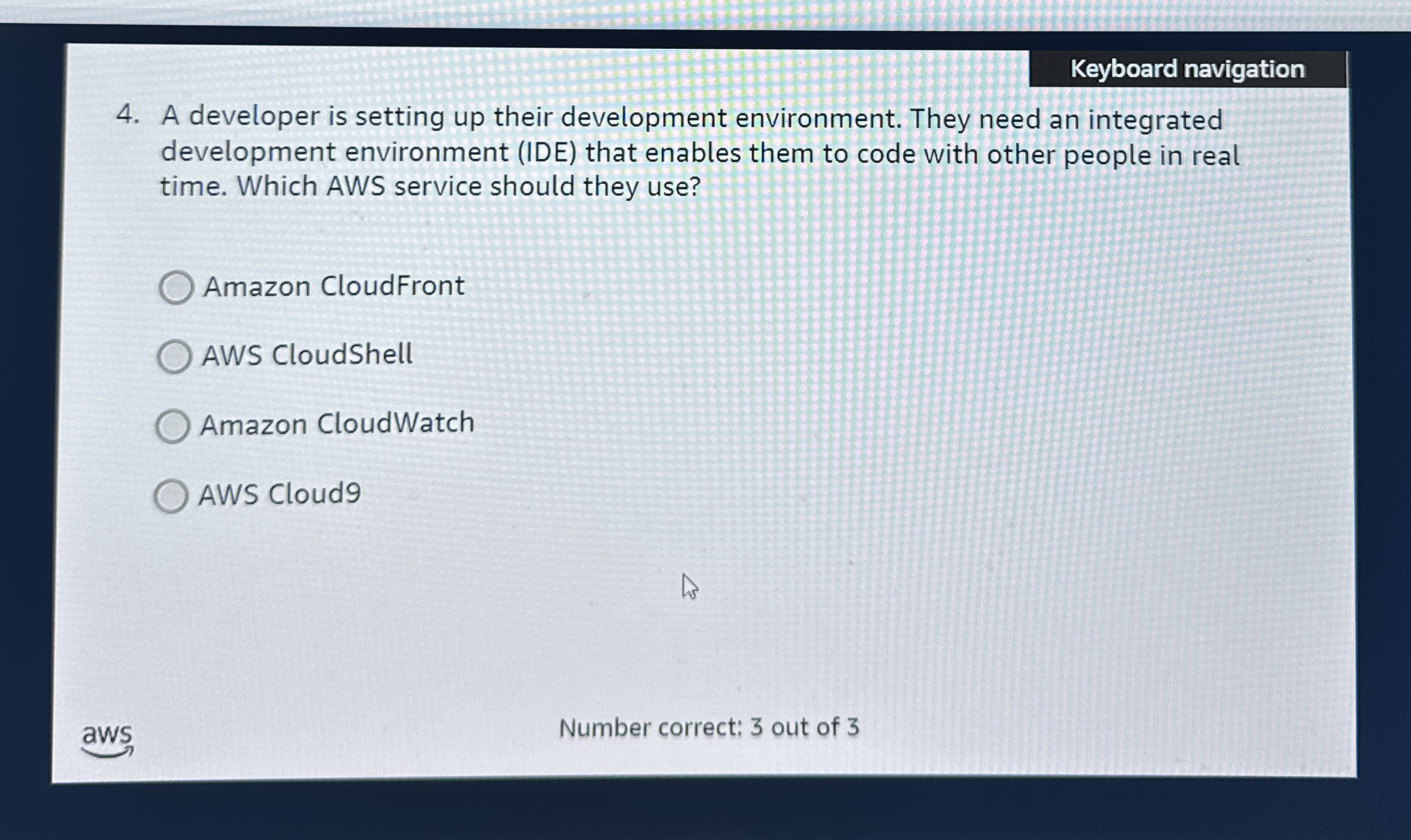 Keyboard navigation 4 . A developer is setting up
