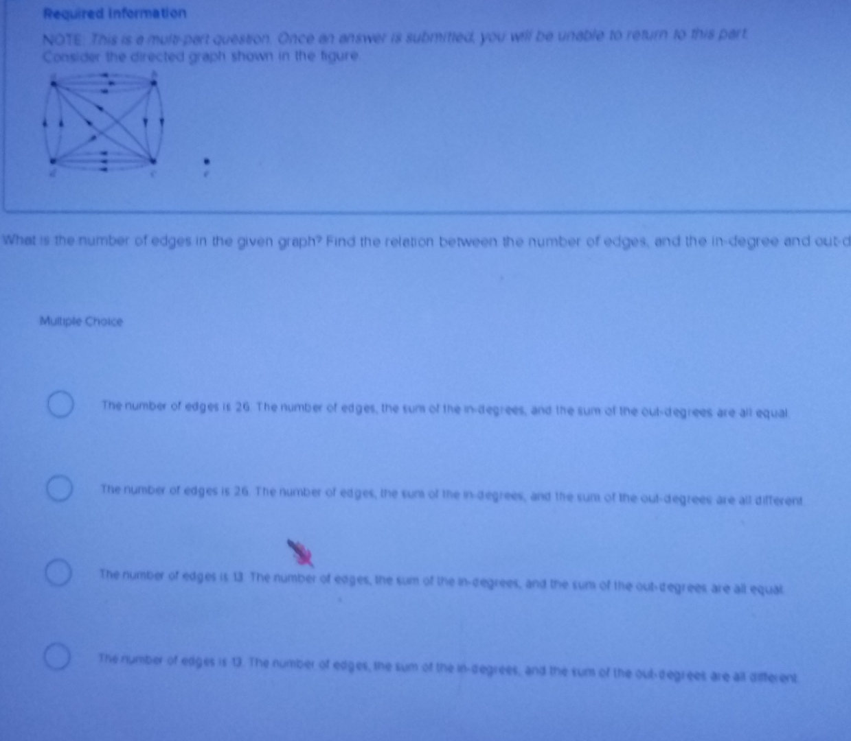 Required information Conscr the drected grawh