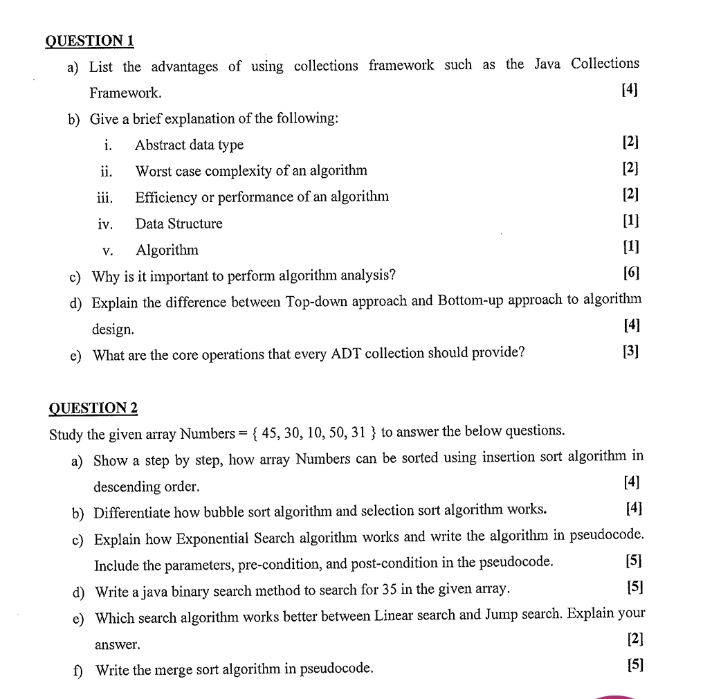 QUESTION 1 a ) List the advantages of using