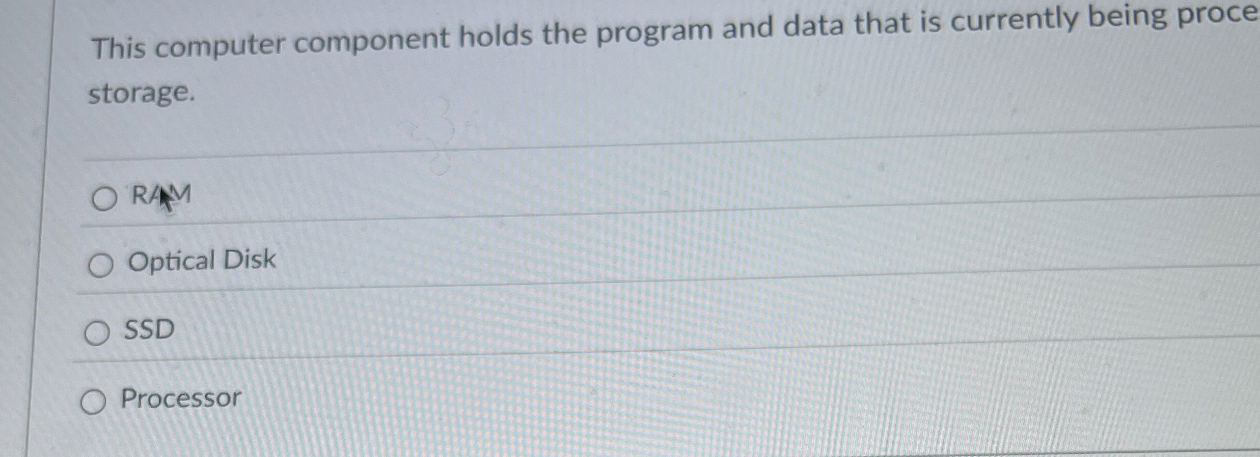 This computer component holds the program and