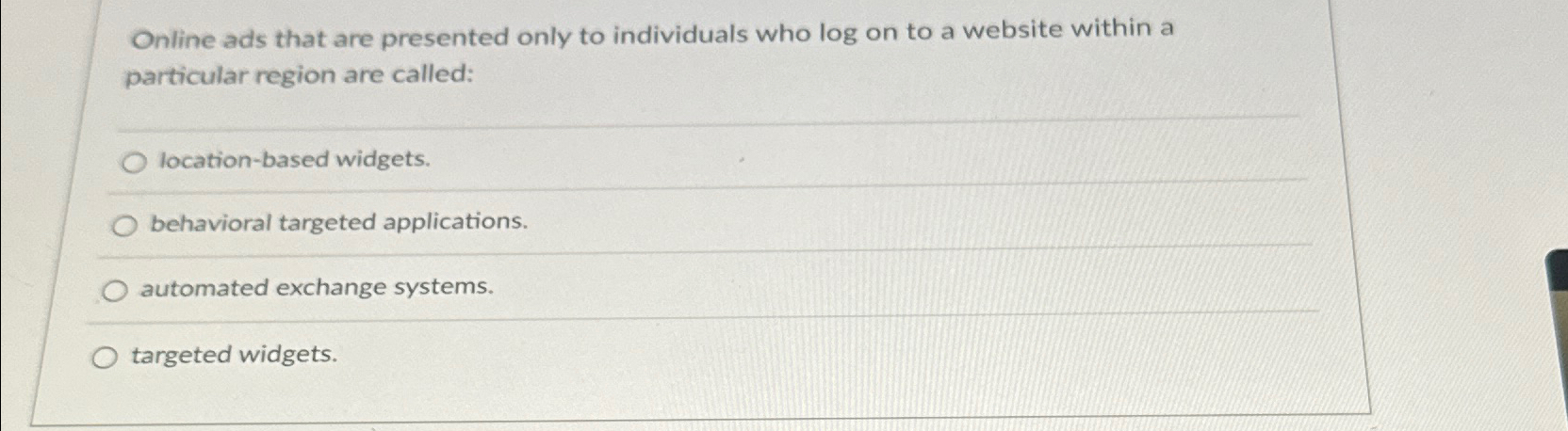 Online ads that are presented only to individuals