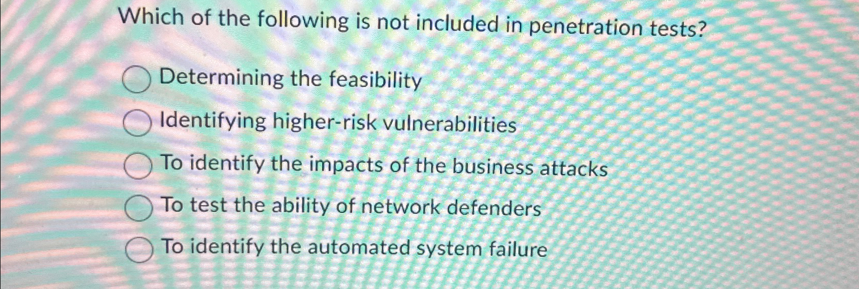 Which of the following is not included in