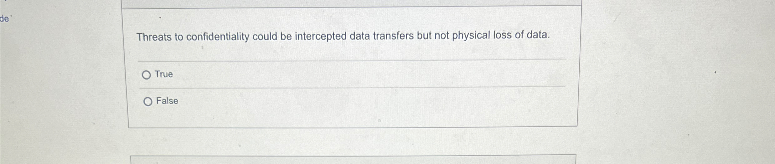 Threats to confidentiality could be intercepted