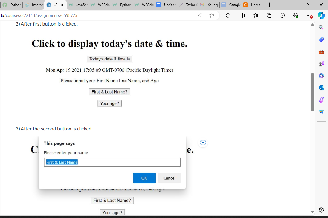 1 ) First time, after page loads, we would like