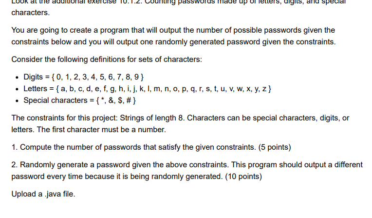 characters. You are going to create a program