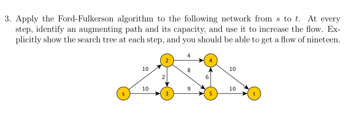Apply the Ford - Fulkerson algorithm to the