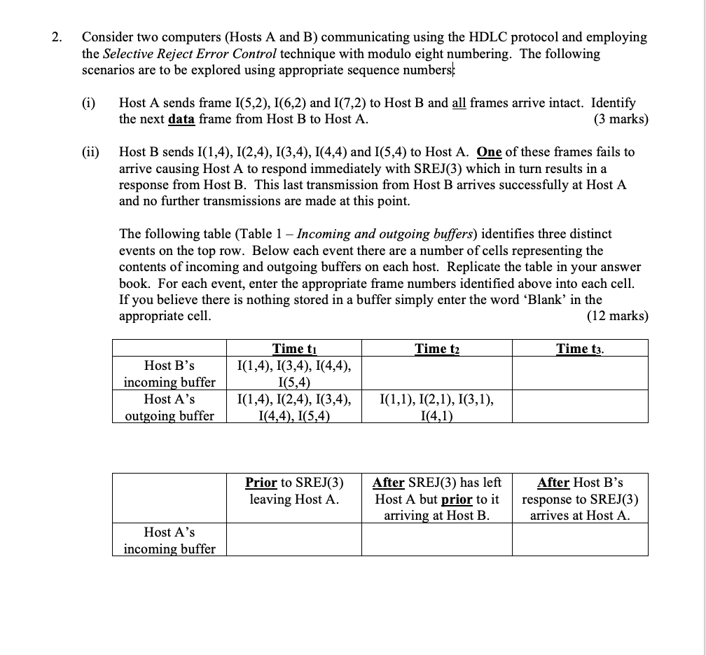 Consider two computers ( Hosts A and B )