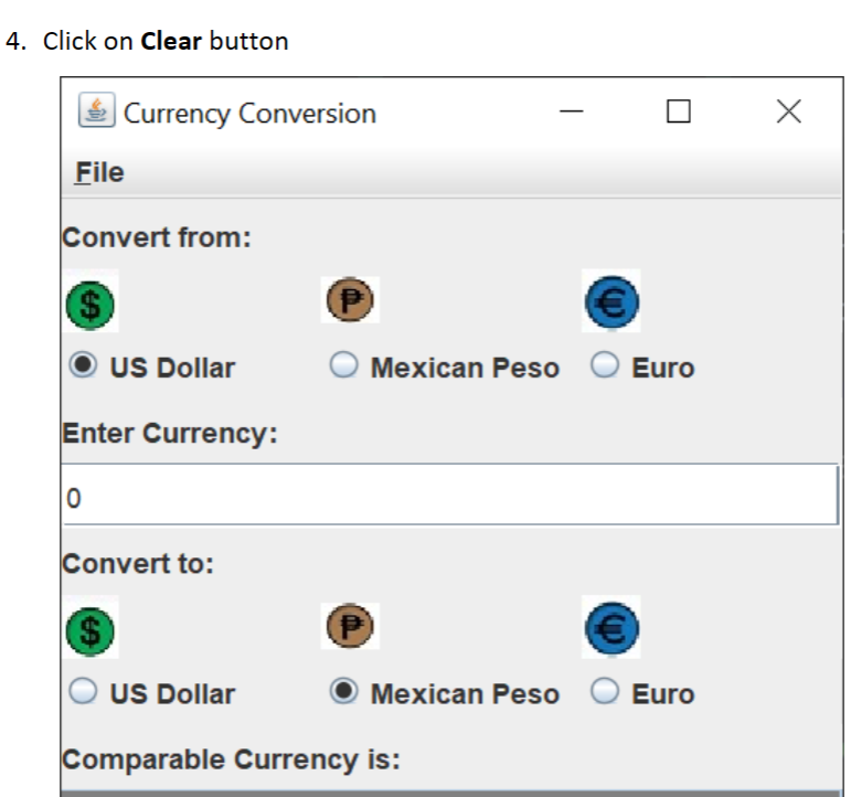 Click on Clear button Currency Conversion File
