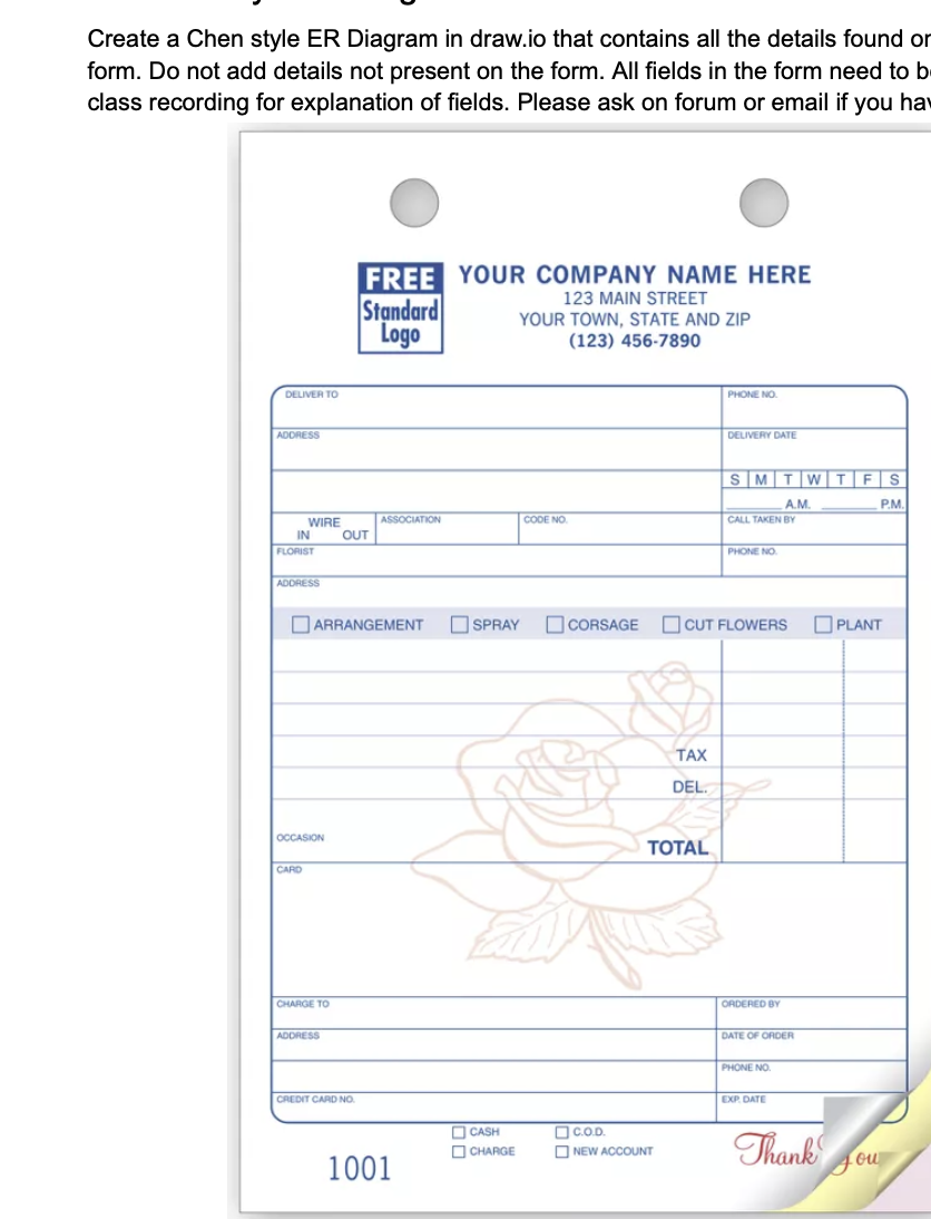 ase Study: ER Diagram Create a Chen style ER