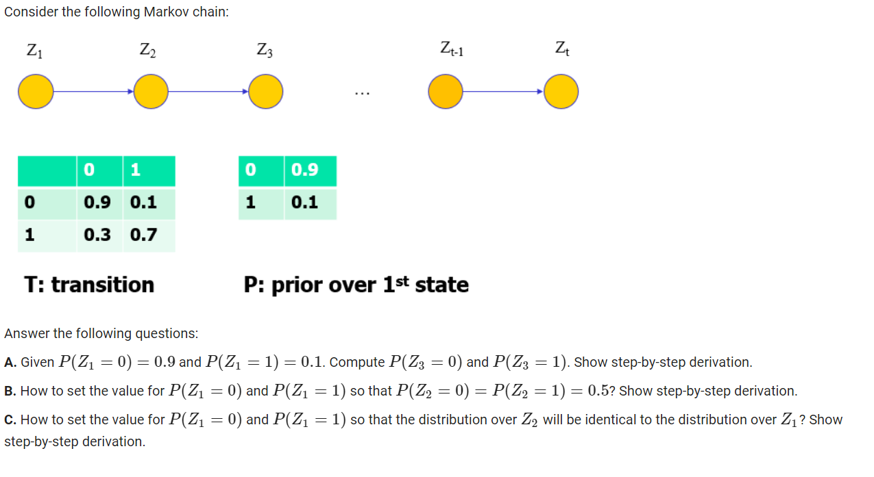 Consider the following Markov chain: Answer the
