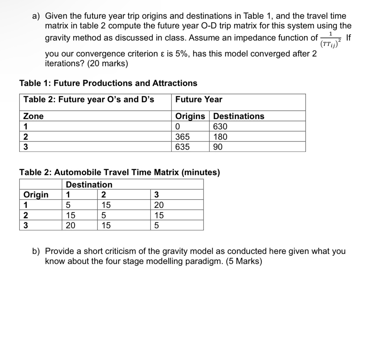 a ) Given the future year trip origins and