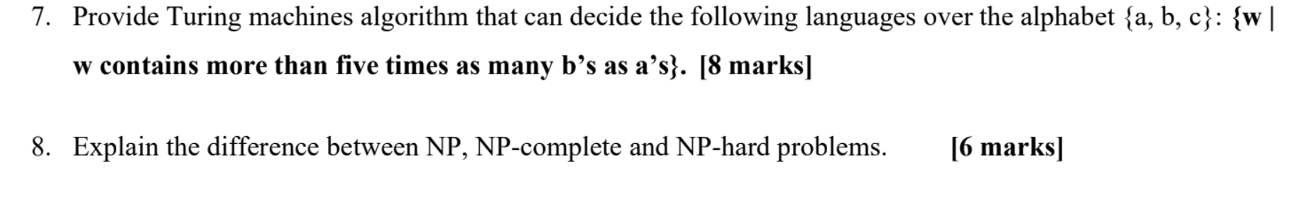 Provide Turing machines algorithm that can decide