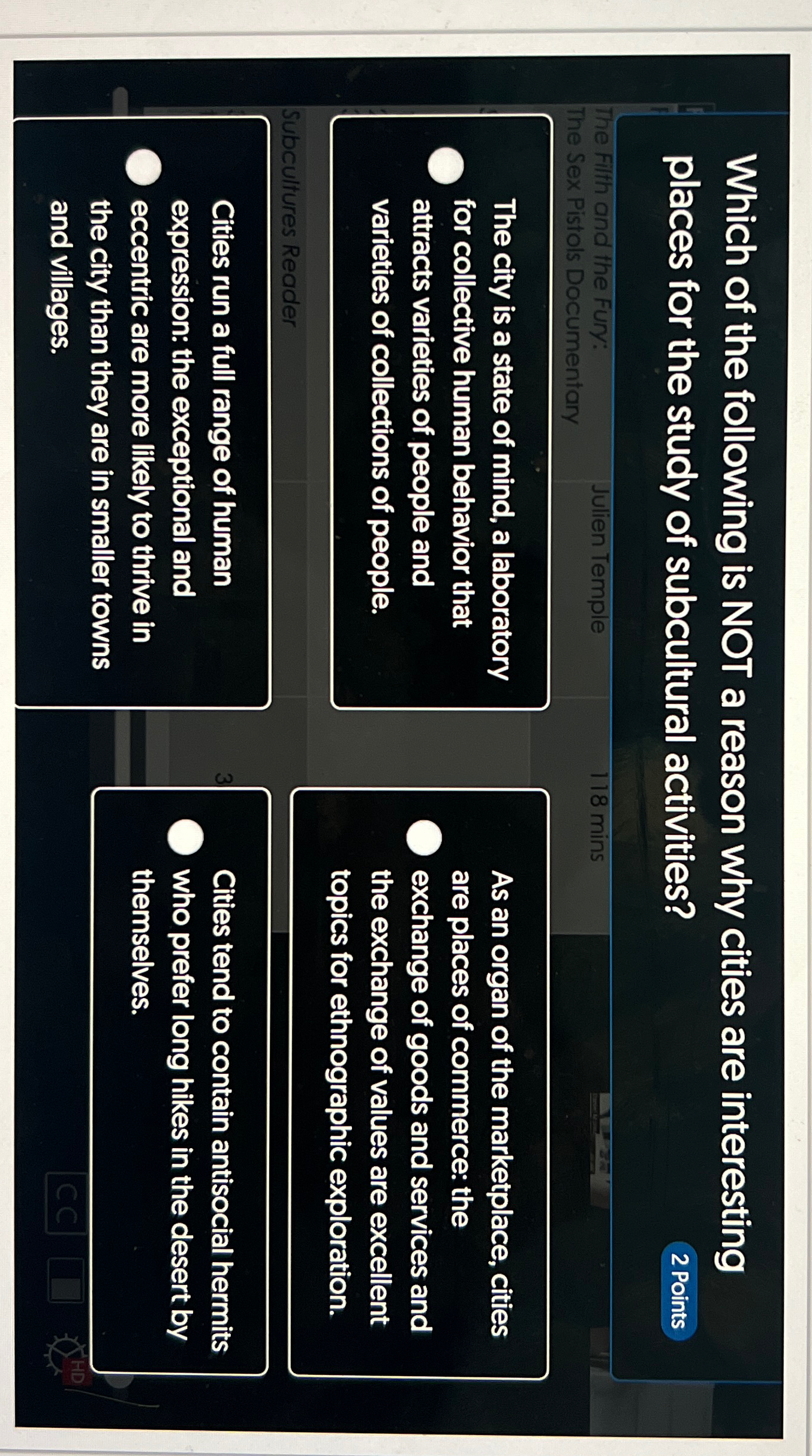 Which of the following is NOT a reason why cities