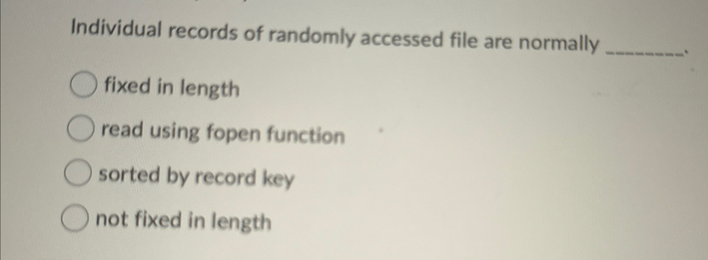Individual records of randomly accessed file are