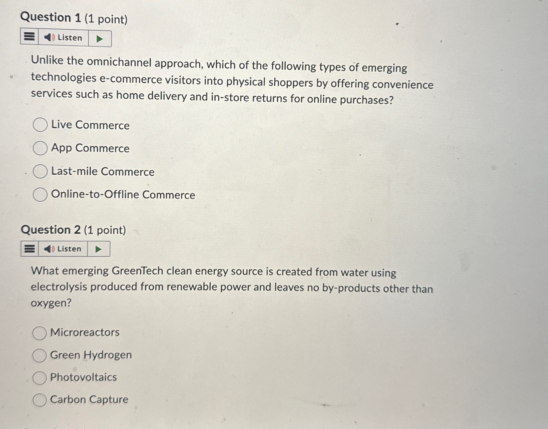Question 1 ( 1 point ) Listen Unlike the