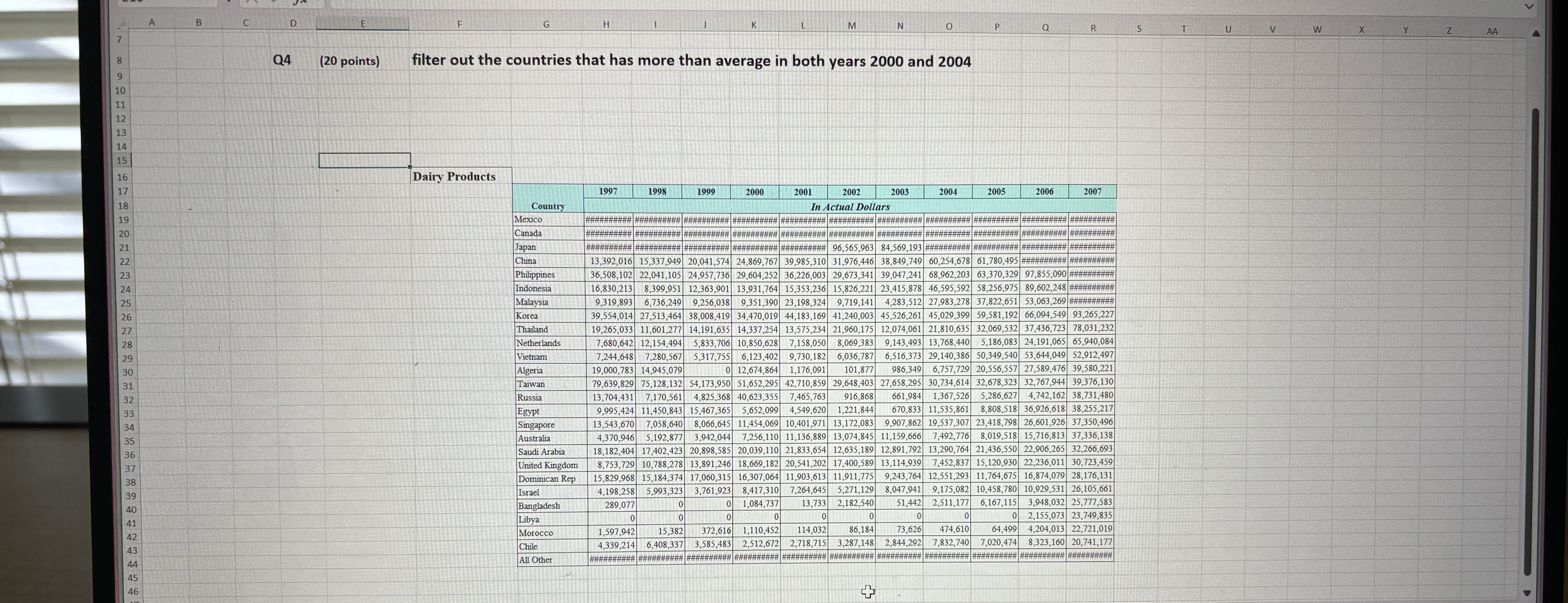 in excel how would I filter the requirements