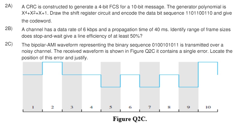 2 A ) A CRC is constructed to generate a 4 - bit