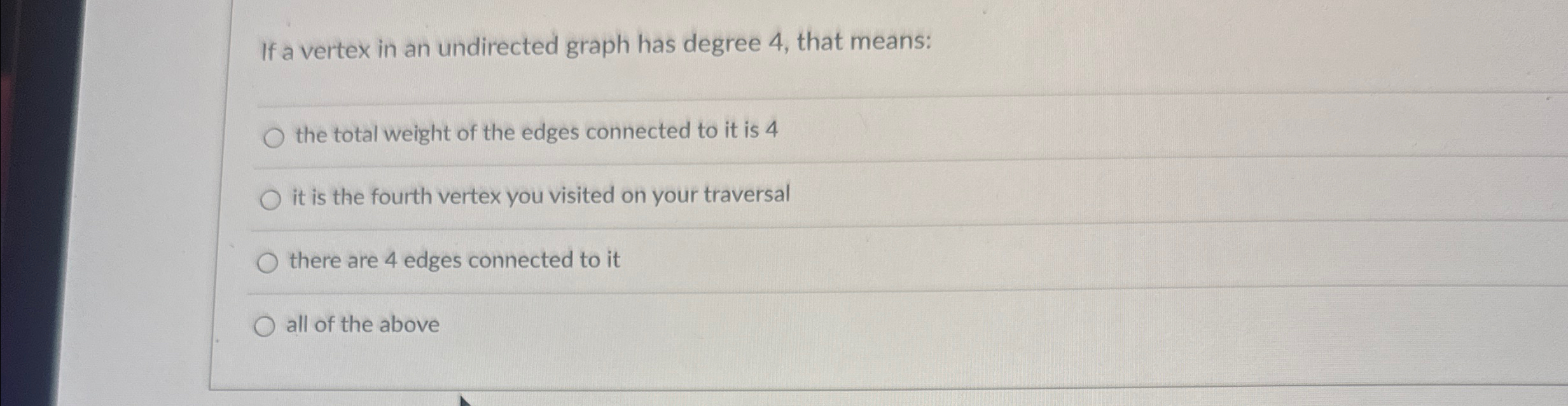 If a vertex in an undirected graph has degree 4 ,