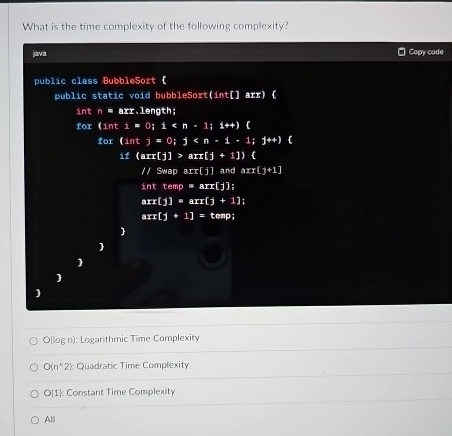 What is the time complexity of the following