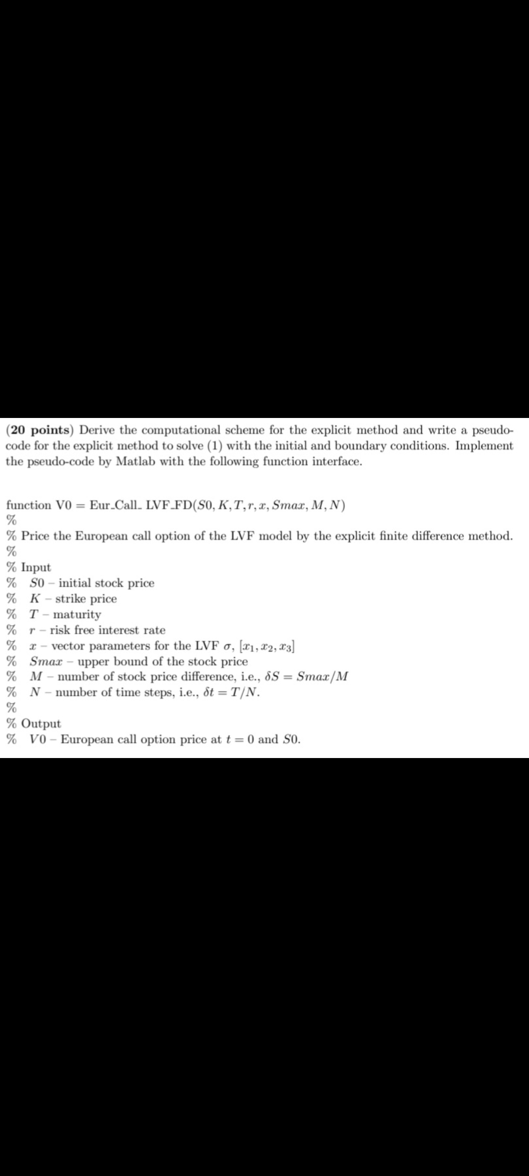 ( 2 0 points ) Derive the computational scheme