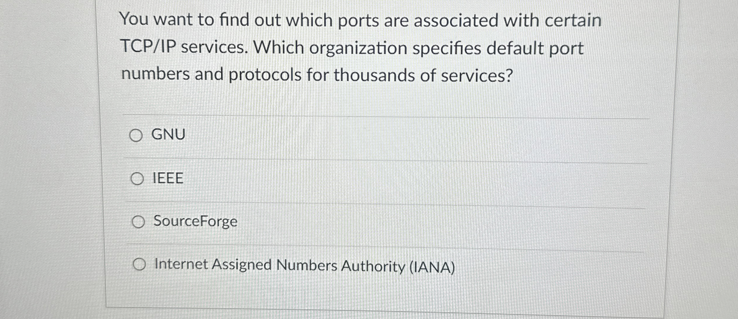 You want to find out which ports are associated
