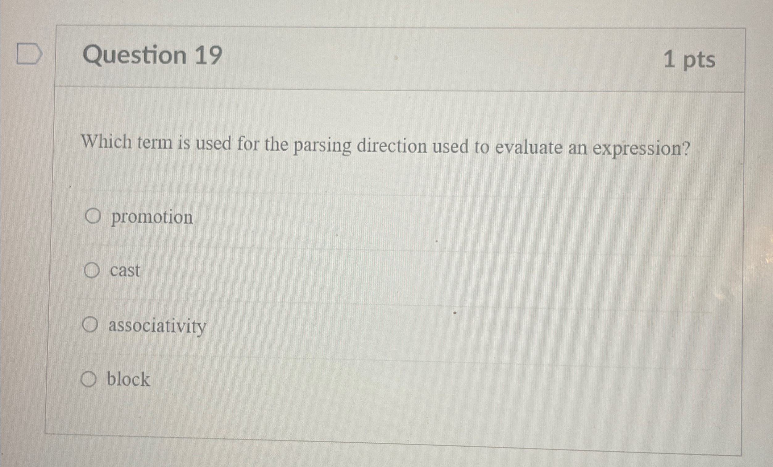 Question 1 9 1 p t s Which term is used for the