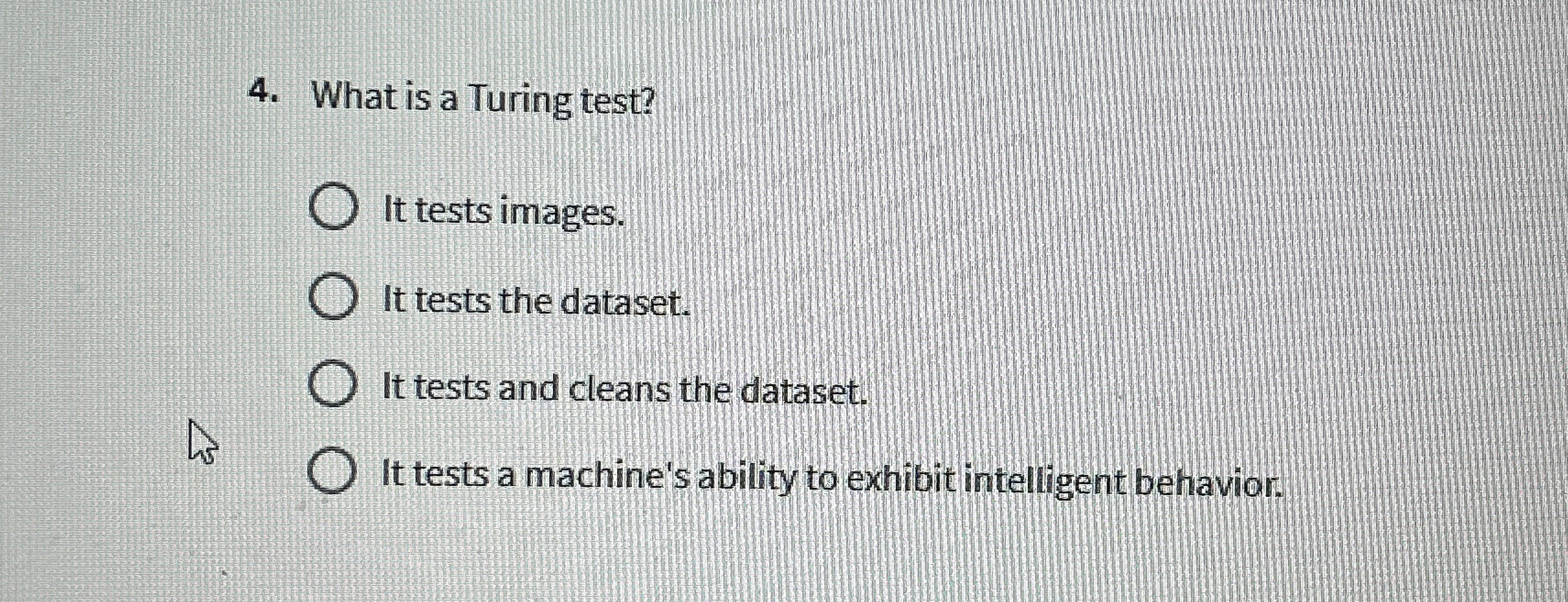 What is a Turing test? It tests images. It tests