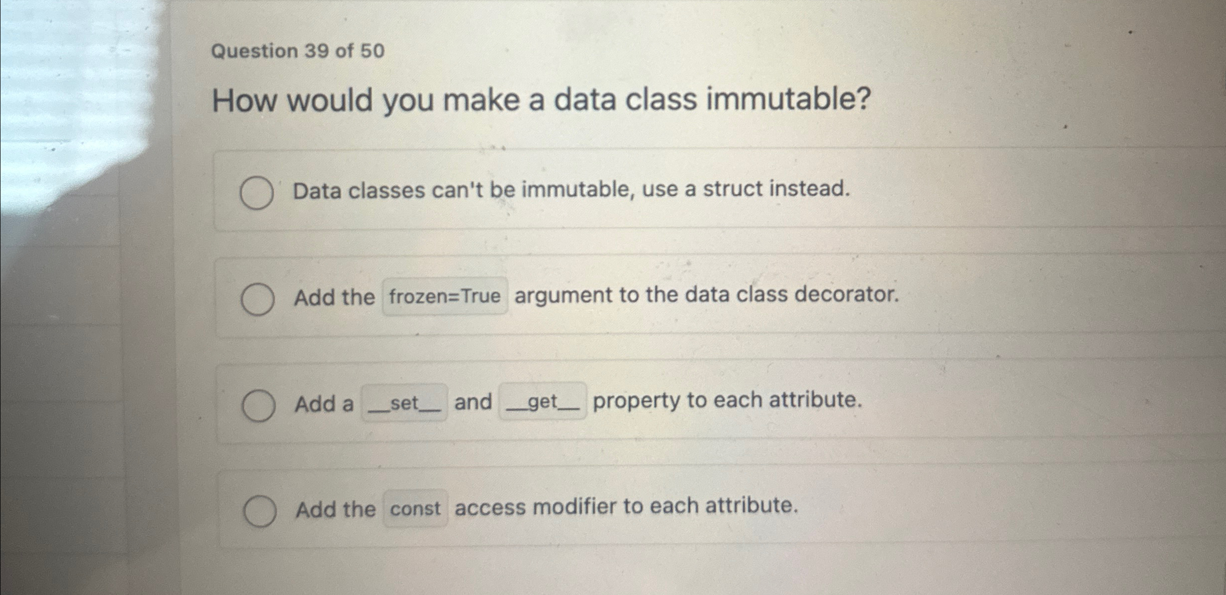 Question 3 9 of 5 0 How would you make a data