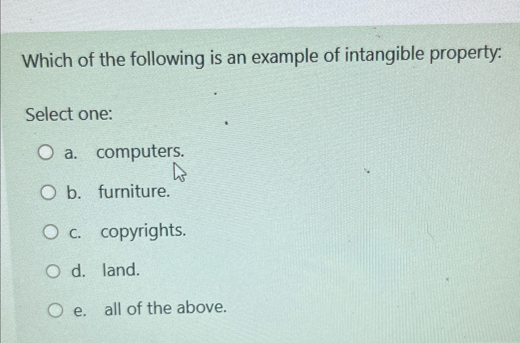 Which of the following is an example of