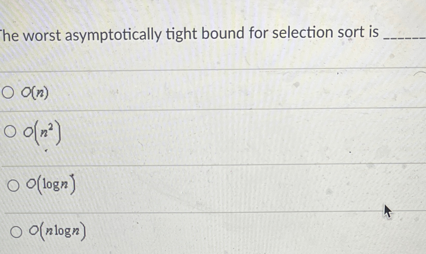 he worst asymptotically tight bound for selection