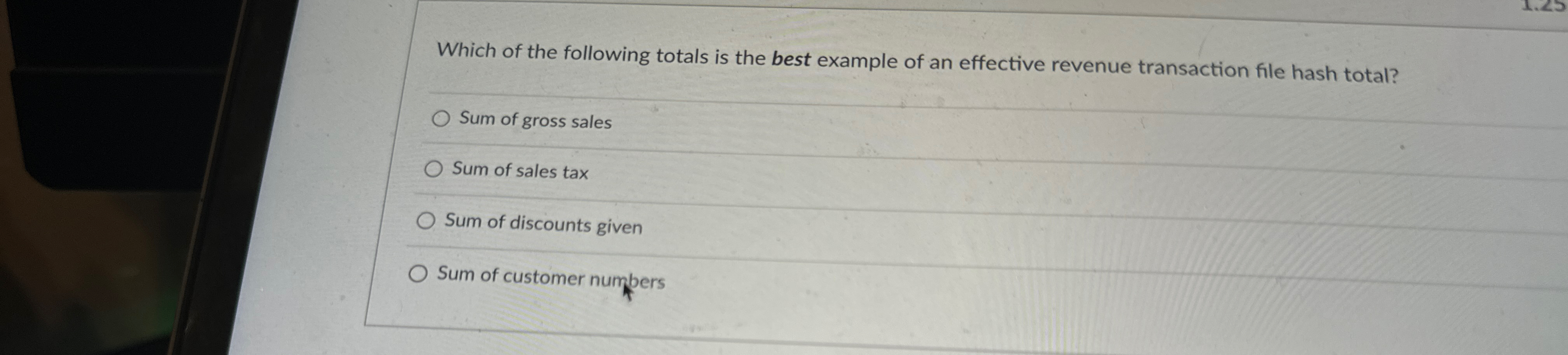 Which of the following totals is the best example