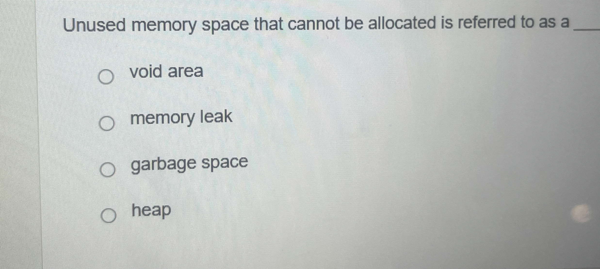 Unused memory space that cannot be allocated is
