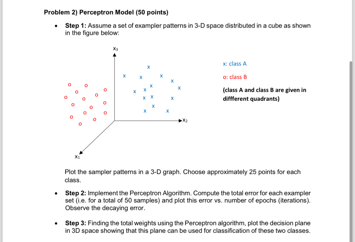 Problem 2 ) Perceptron Model ( 5 0 points ) Step