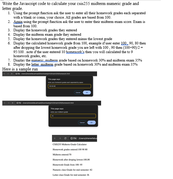 Write the Javascript code to calculate your csis