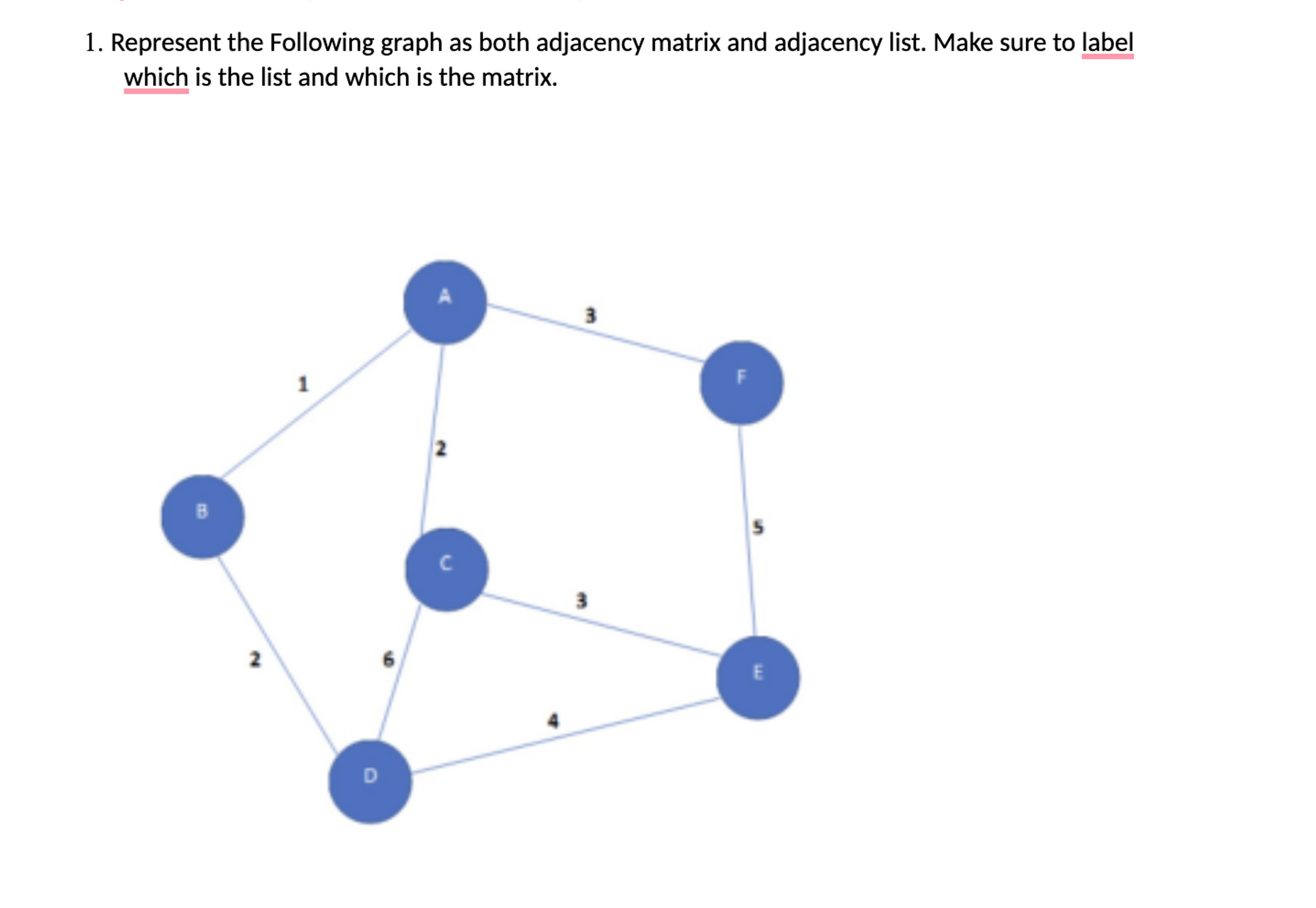 Represent the Following graph as both adjacency