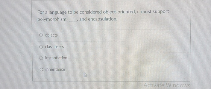 For a language to be considered object -