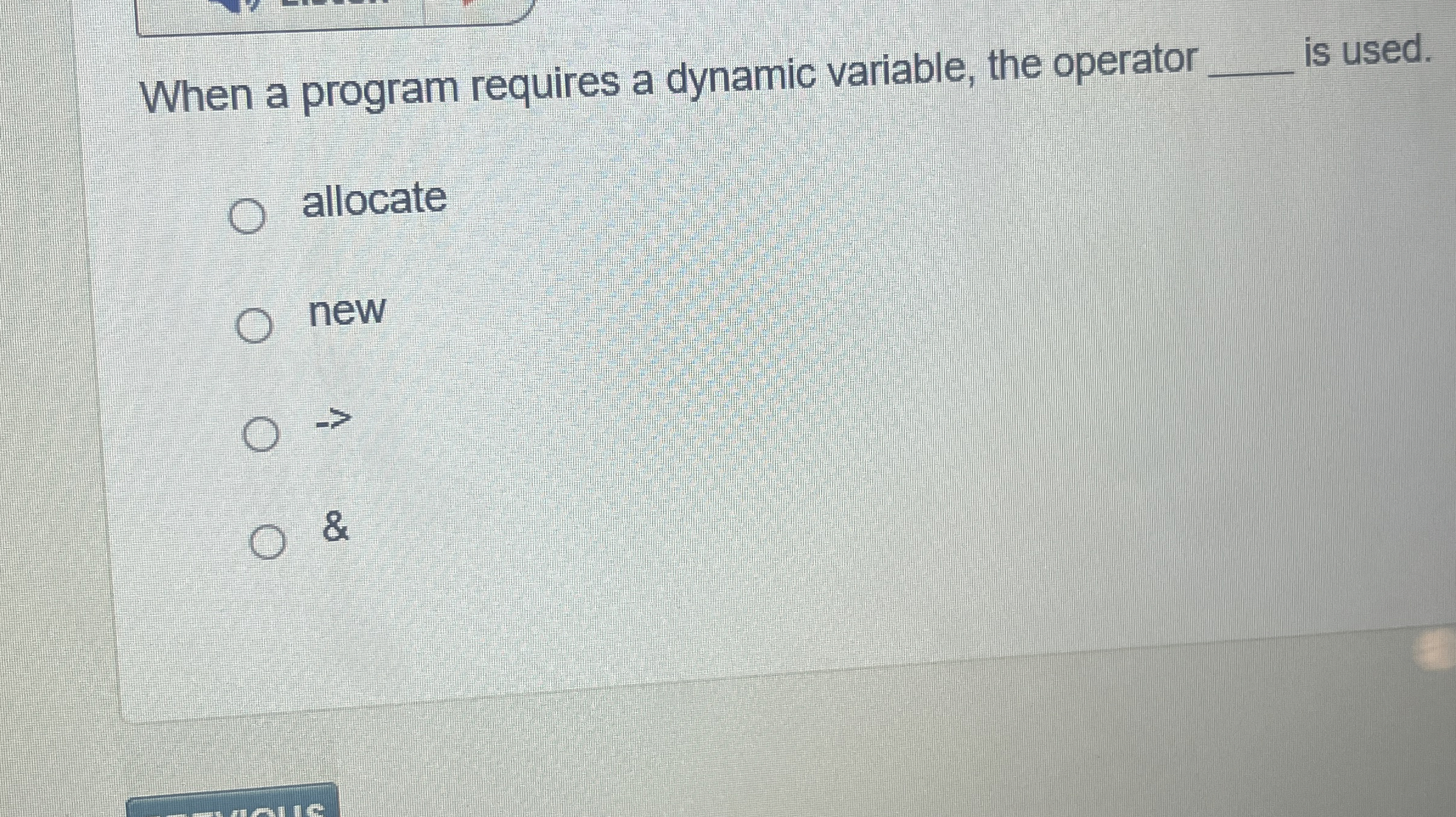 When a program requires a dynamic variable, the