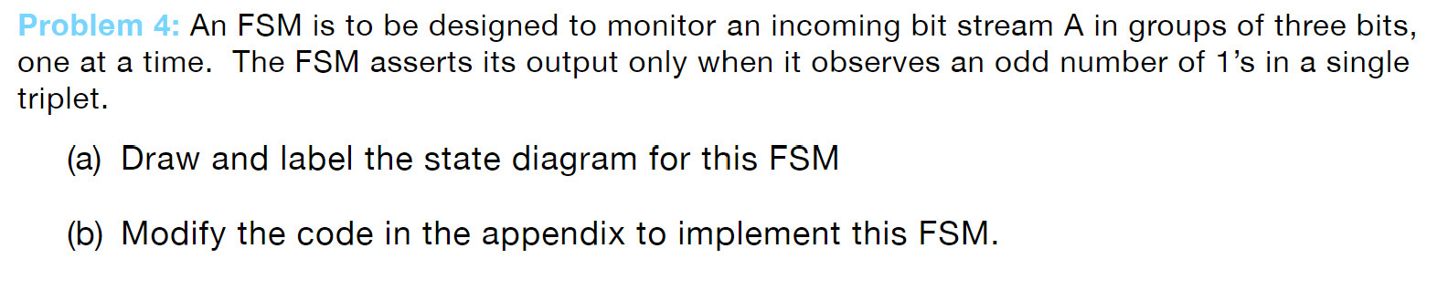 Problem 4 : An FSM is to be designed to monitor