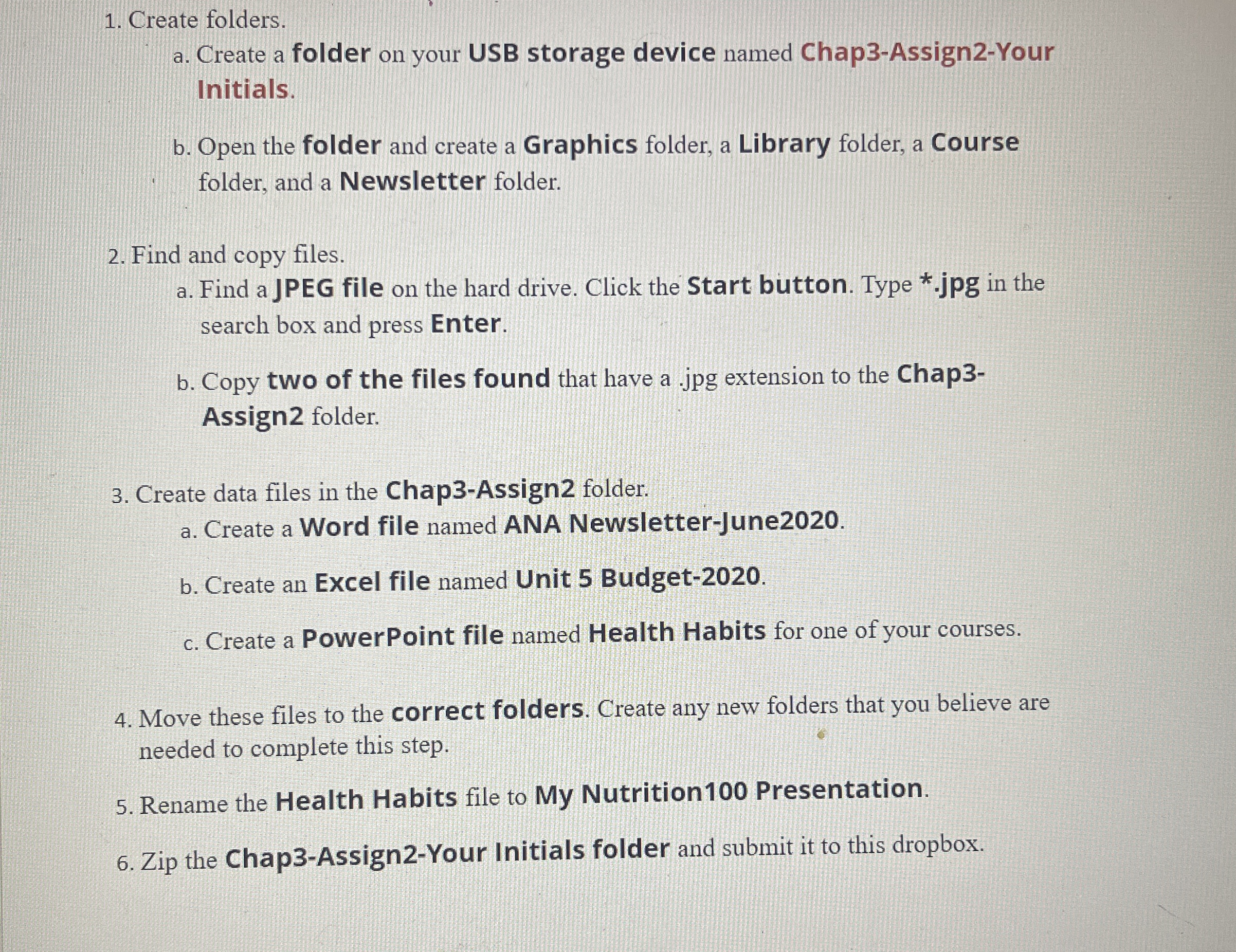 Create folders. a . Create a folder on your USB