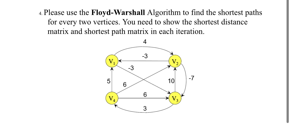 Please use the Floyd - Warshall Algorithm to find