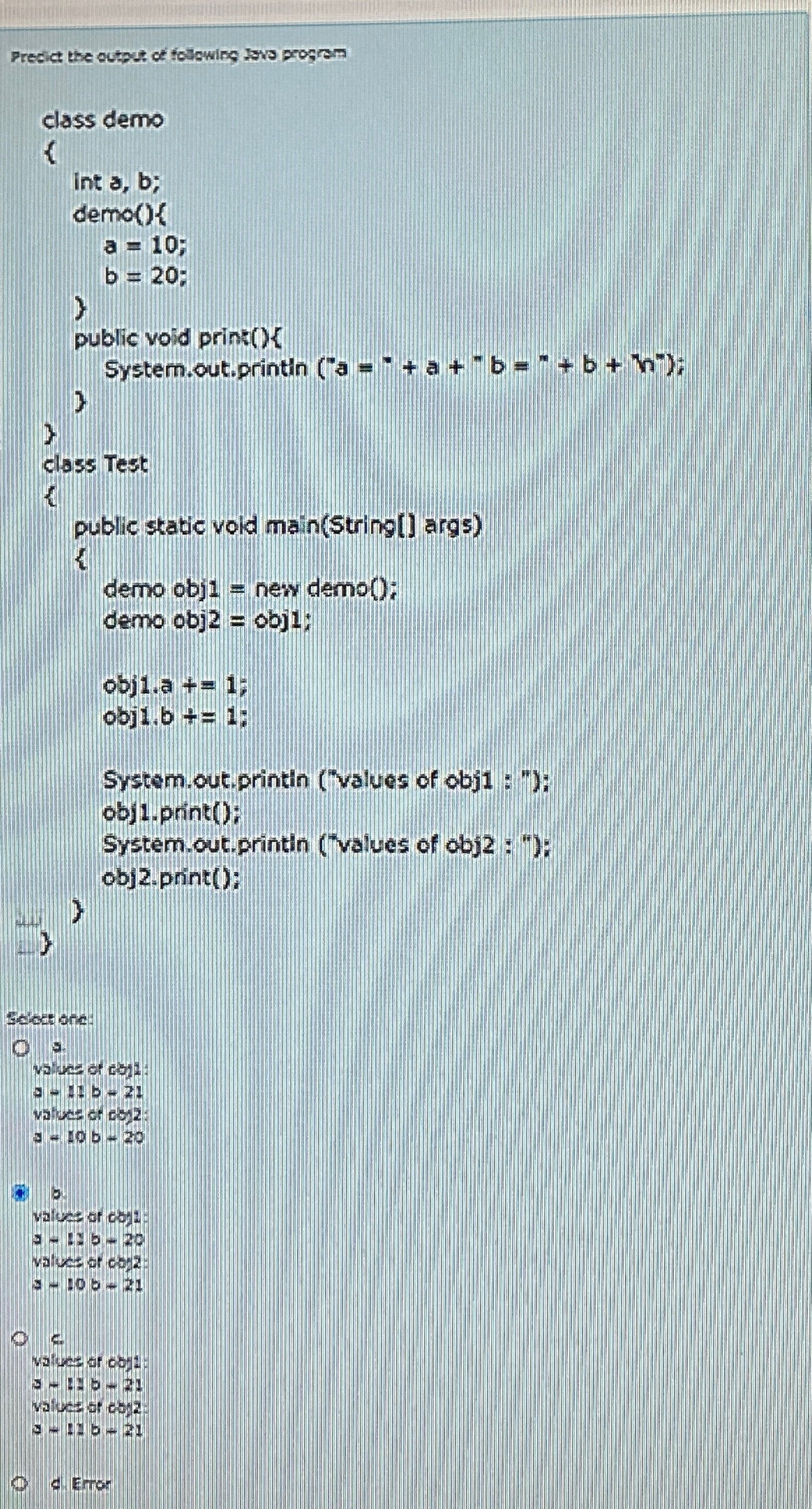 Predict the outout of followilos lave progrem