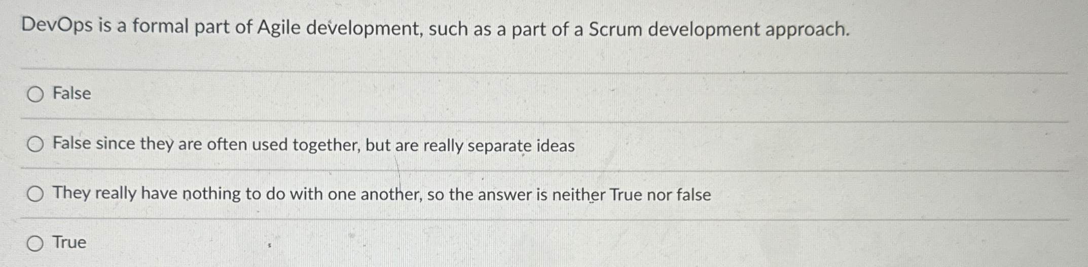 DevOps is a formal part of Agile development,