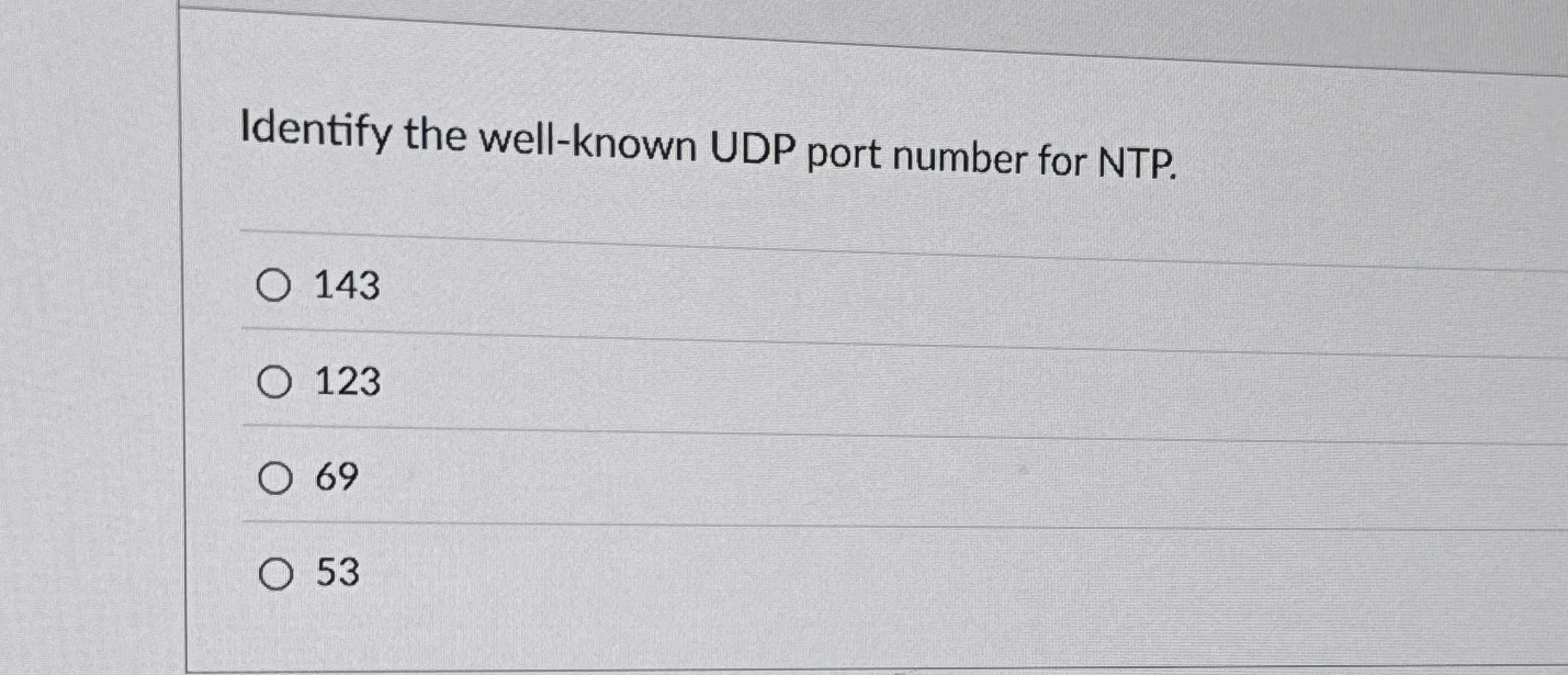 Identify the well - known UDP port number for NTP
