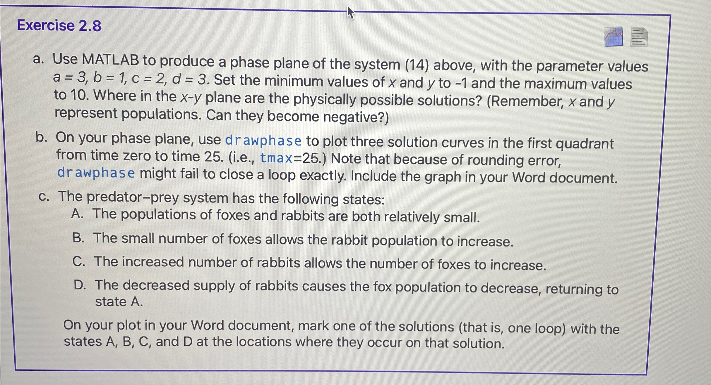 Exercise 2 . 8 a . Use MATLAB to produce a phase